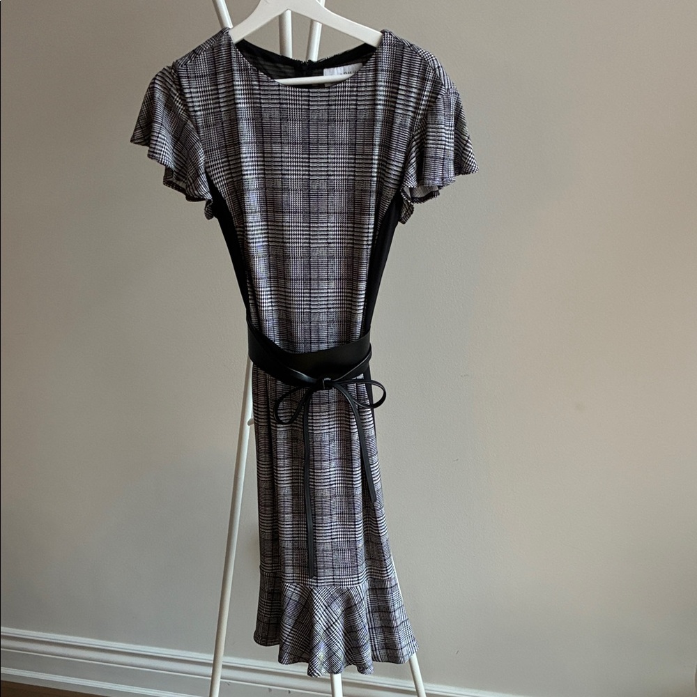 Joseph Ribkoff Black and White Checkered Midi Dress